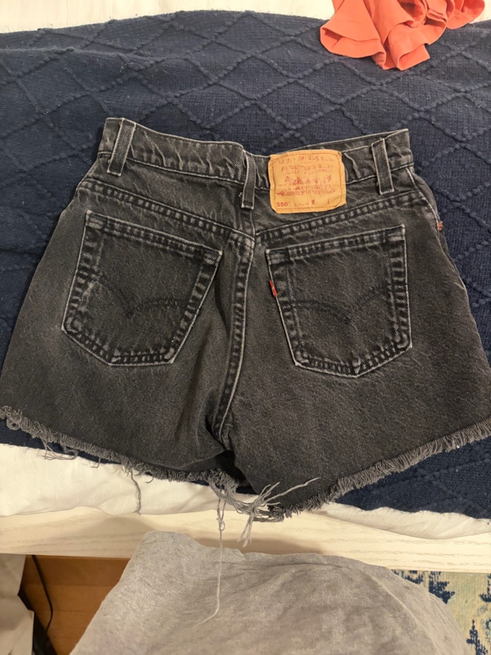 Levi's Black Washed Denim Frayed Cutoff Shorts - Picture 3 of 3